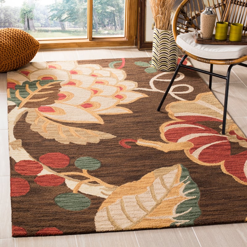 SAFAVIEH Handmade Jardin Zinica Country Floral Wool Rug - 5' x 8' - Brown/Multi