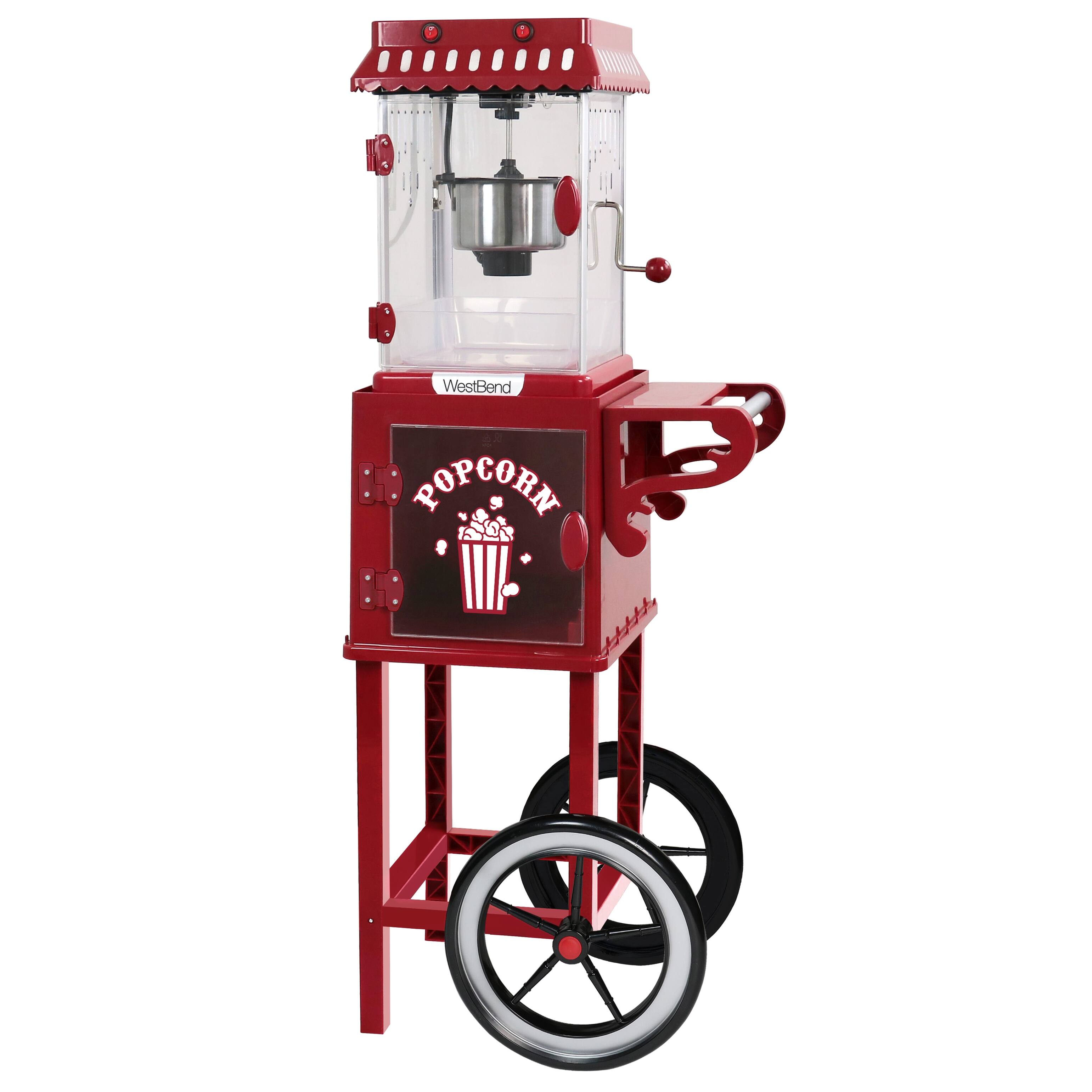 West Bend Compact Movie Theater Style Popcorn Machine and Cart, 10Cup
