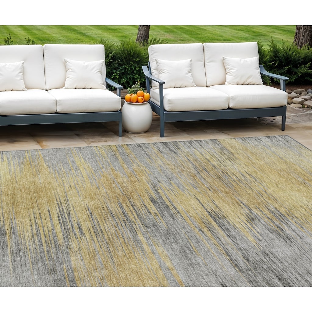 HomeRoots Abstract Transitional Rectangle Outdoor Rug