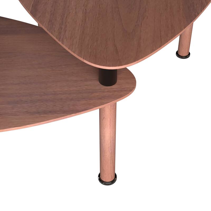 GDFStudio - Vesper 360 Degree Rotatable Nesting Coffee Table with Solid Rubberwood Legs