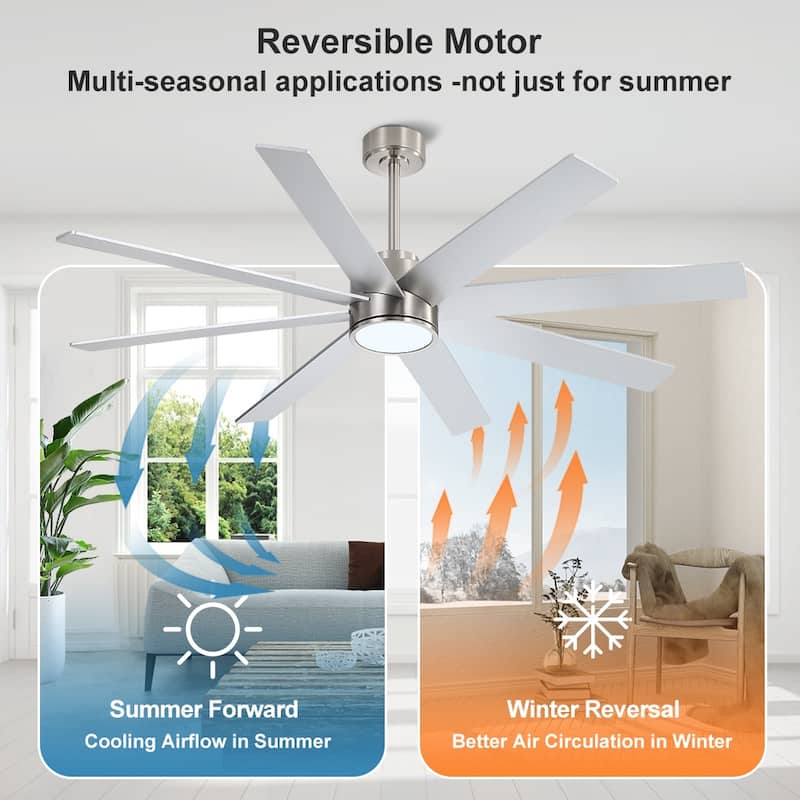 MLiAN 60 in. 8-Plywood Blades Indoor LED Ceiling Fan With Remote...