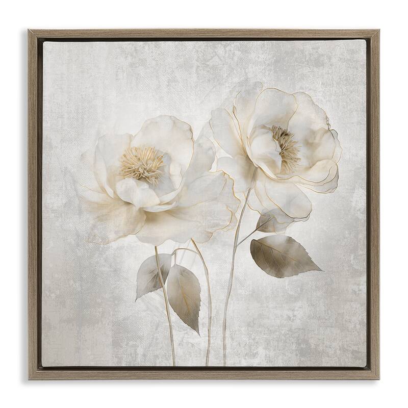Stupell Contemporary Muted Blossoms Framed Floater Canvas Wall Art Design By Irene Weisz - 25 x 25 - Brown