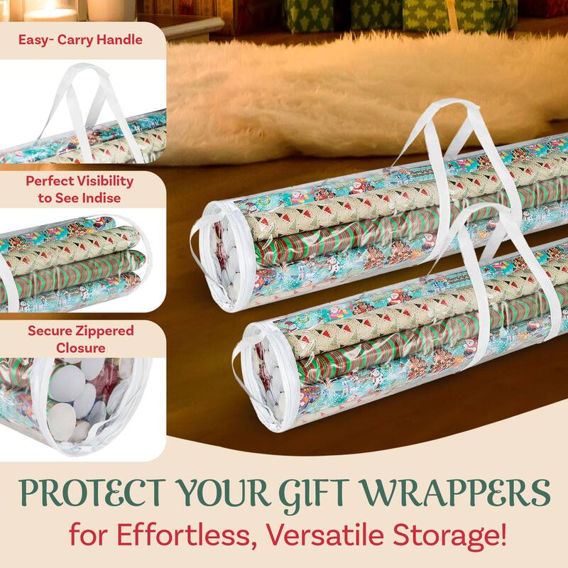 Elf Stor Wrapping Paper and Gift Wrap Storage Bag 40" Rolls 2 Pack