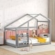 preview thumbnail 3 of 13, Nestfair Twin Size Wooden House Bed with Twin Floor Wooden Bed with Shelf and No Box Spring Needed
