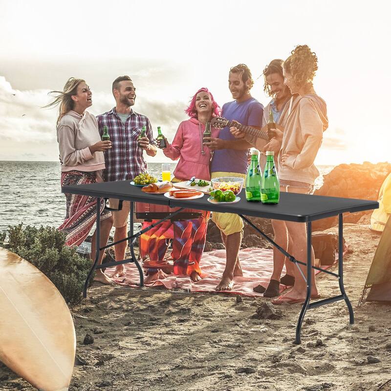 Patio Dining Table Bi-Folding Portable Table Lightweight Foldable Large Camping Table for Indoor Outdoor Picnic Backyard