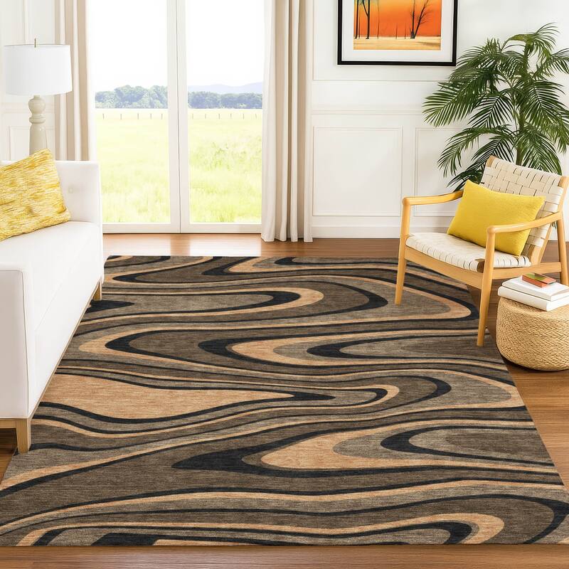 Machine Washable Indoor/ Outdoor Abstract Busey Chantille Rug