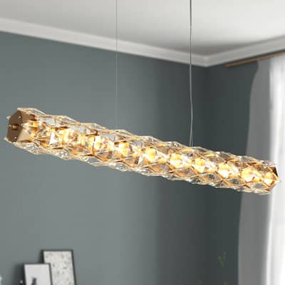 Modern LED Gold Chandeliers Linear Island Lights for Kitchen Island - W 35.8" x H 4.3" x D 4.3"