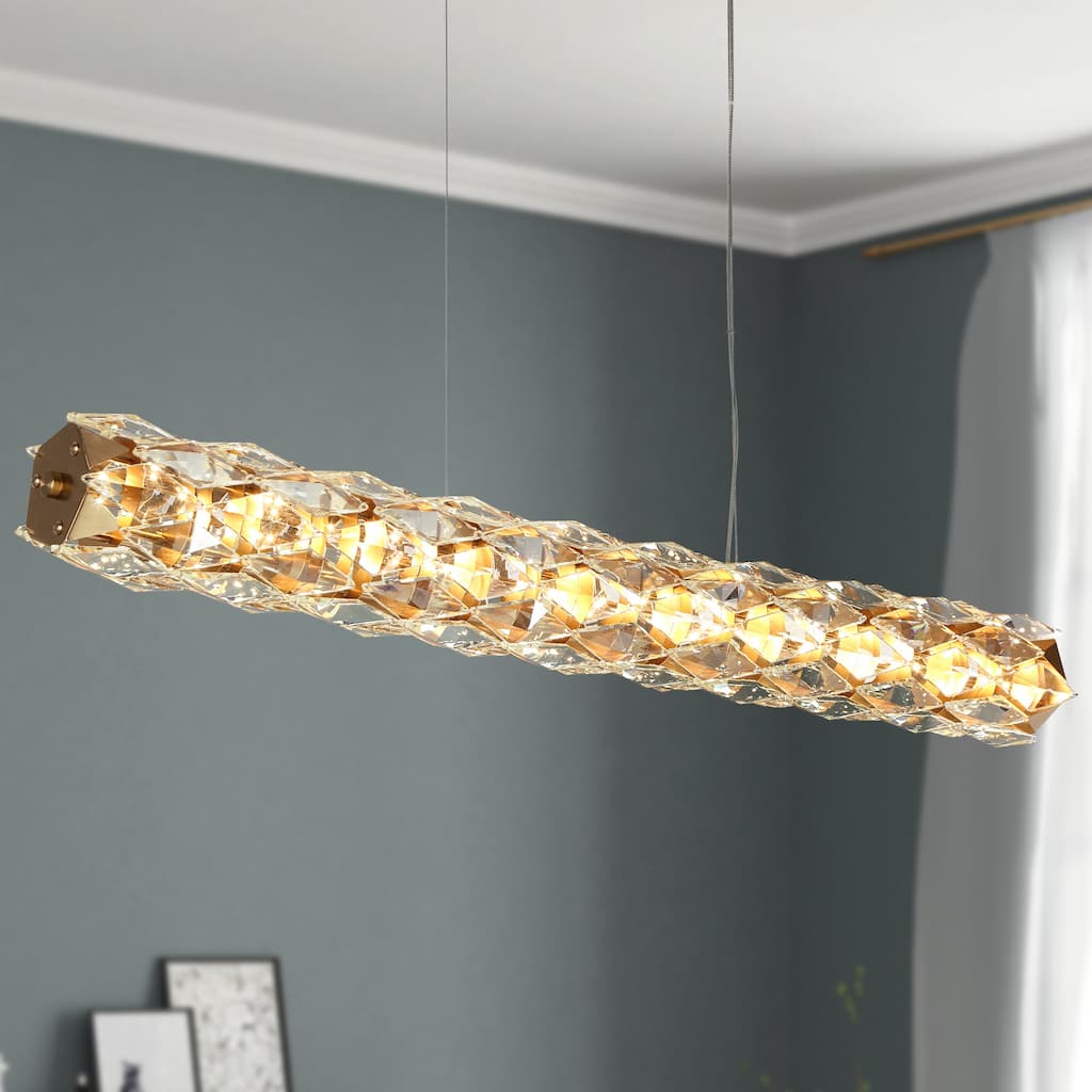 Modern LED Gold Chandeliers Linear Island Lights for Kitchen Island - W 35.8" x H 4.3" x D 4.3"