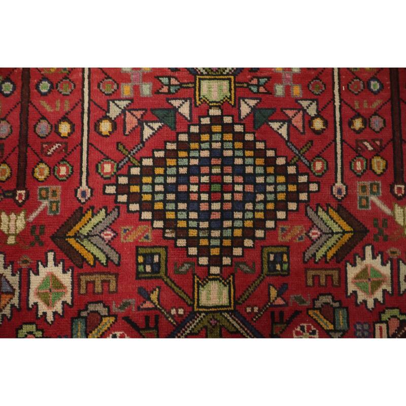 Hand Knotted Oriental 100% Wool Carpet Traditional Tribal Red Tabriz Runner Rug - 12' 4'' X 3' 7''
