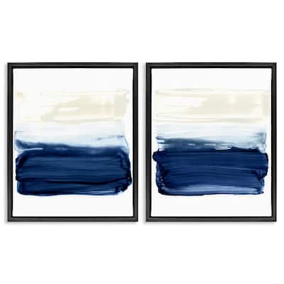 Stupell Coastal Brushstrokes Abstract Beach Framed Floater Canvas Wall Art Design by Victoria Barnes (Set of 2)