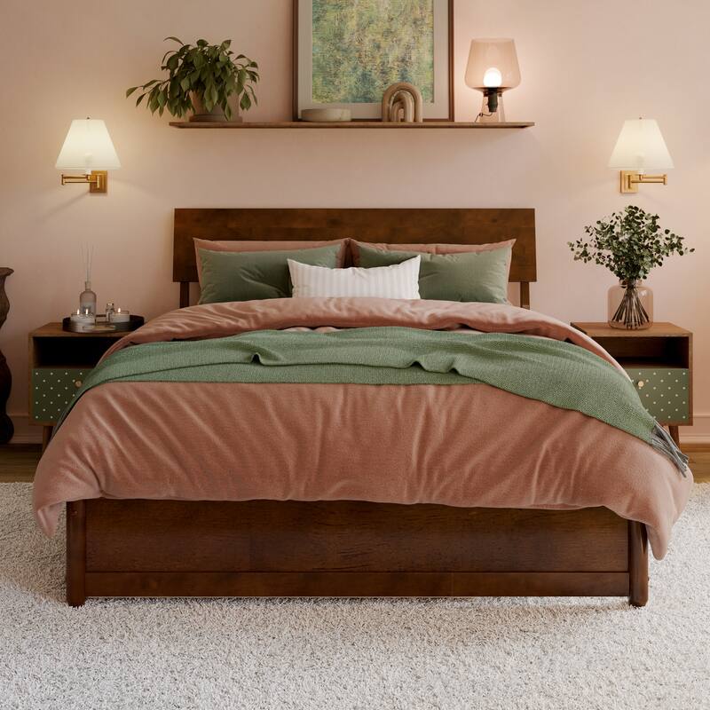 Norla Wood Platform Bed with Trundle