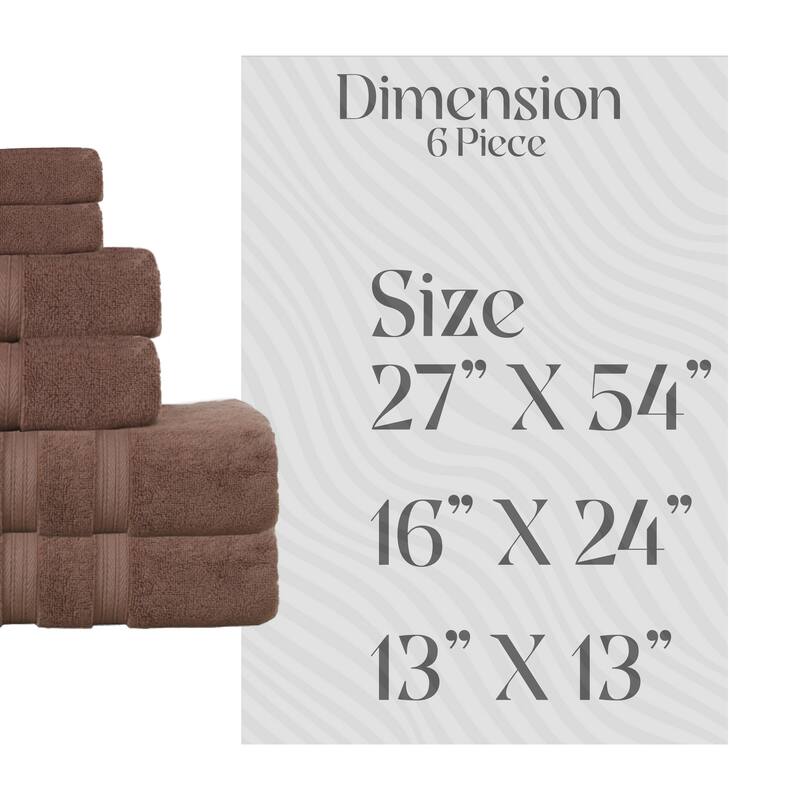 Home Weavers Elegance Essentials 550GSM Cotton Zero Twist Super Absorbent Bath Towel Set of 6