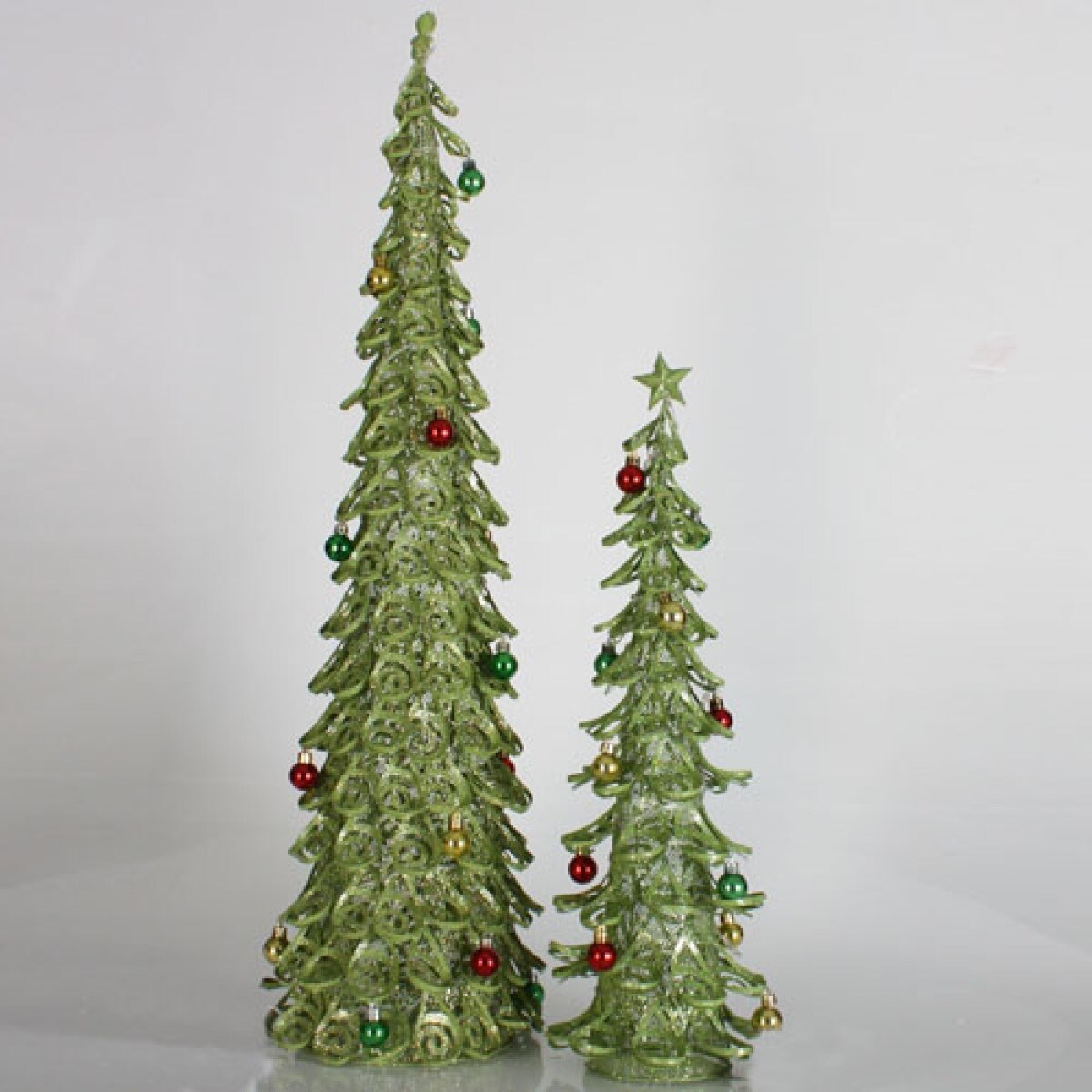 Shop Set Of 2 Lime Green Glitter Mesh Artificial Christmas Tree Tabletop Decors 3 3 Foot Overstock 16562329