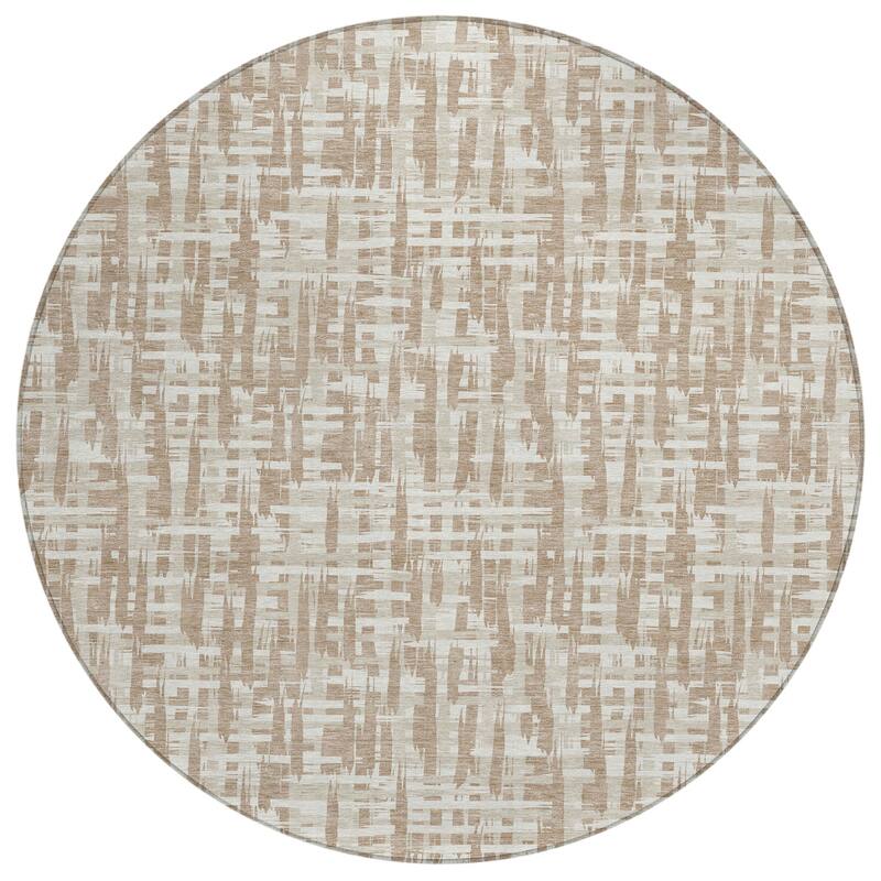 Machine Washable Indoor/ Outdoor Modern Crosshatch Chantille Rug