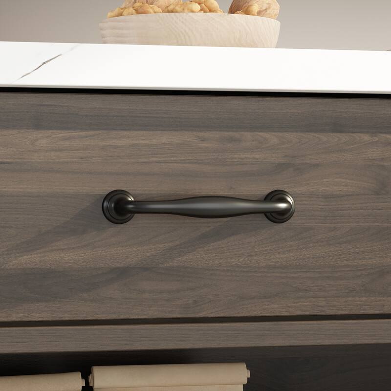 55.1" Kitchen Island Cart with Marbling Color Counter Top, Workstation