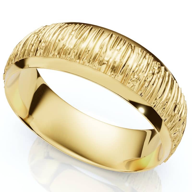 Bliss Diamond Mens Yellow Gold Wedding Ring Brushed Band New