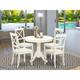 Dining Set Included Pedestal Dining Table and Wooden Chairs - Linen White Finish (Number of Chair Option) - ANBO5-LWH-W