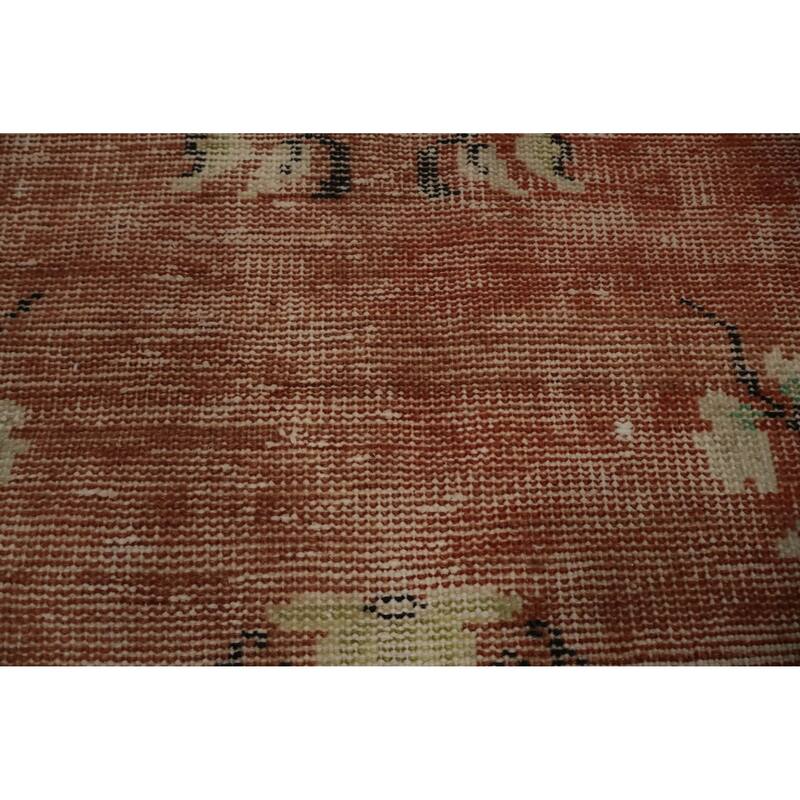 Hand Knotted Oriental 100% Wool Carpet Transitional Floral Oranges & Rust Anatolian Area Rug - 9' 3'' X 5' 6''