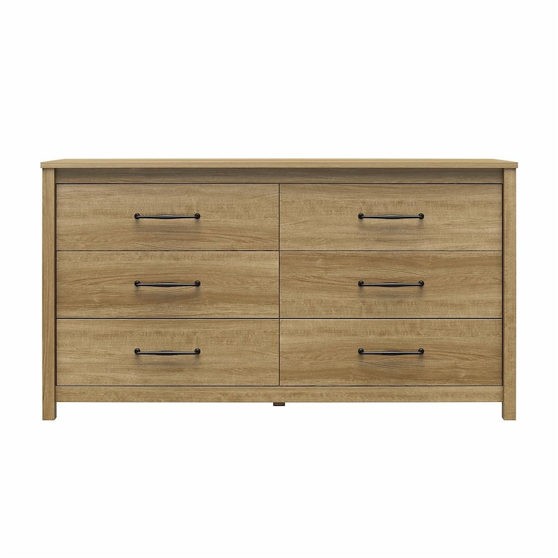 Natural Wood Rustic Farmhouse Dresser with 6 Drawers Ideal Storage for Clothing and Bedroom