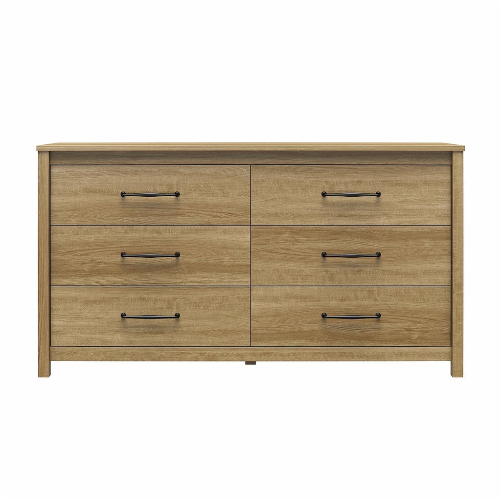 Natural Wood Rustic Farmhouse Dresser with 6 Drawers Ideal Storage for Clothing and Bedroom