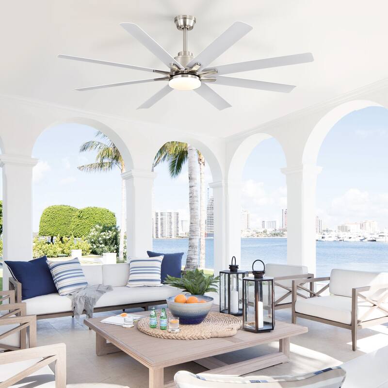 52-Inch Smart Ceiling Fan With Lights,6 Wind Speed,With 8 Black ABS Blades,Voice Remote,Fan For Bedroom,Living Room,Patio