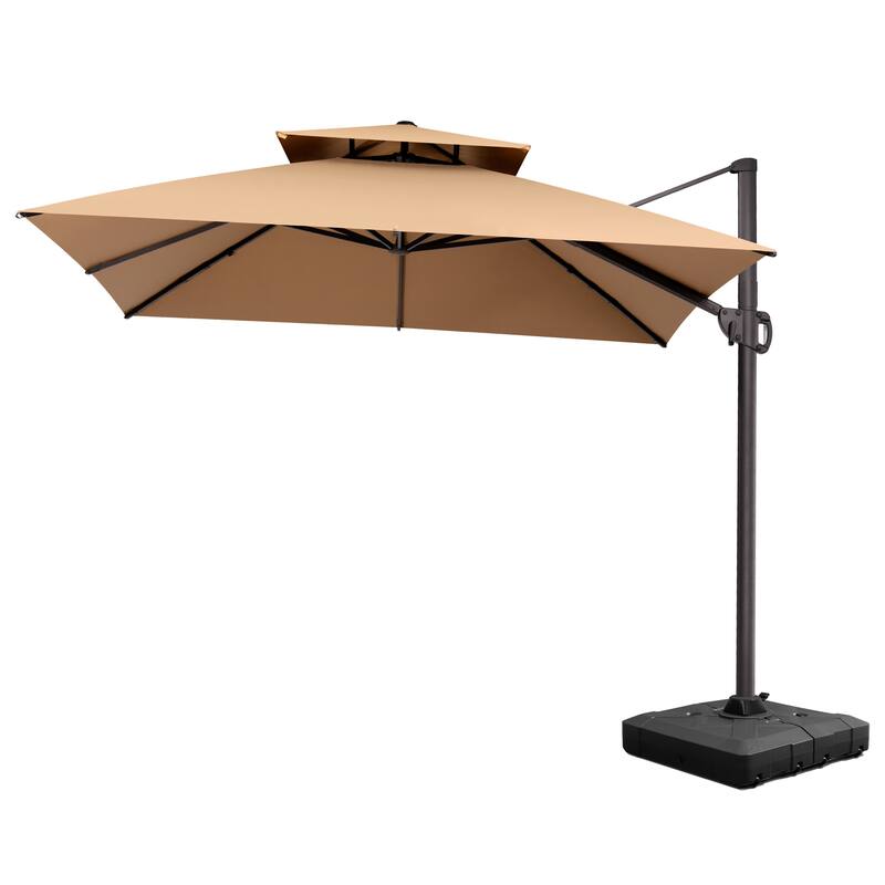 Pellebant Outdoor 10 FT Square Cantilever Patio Umbrella with Wheel Base