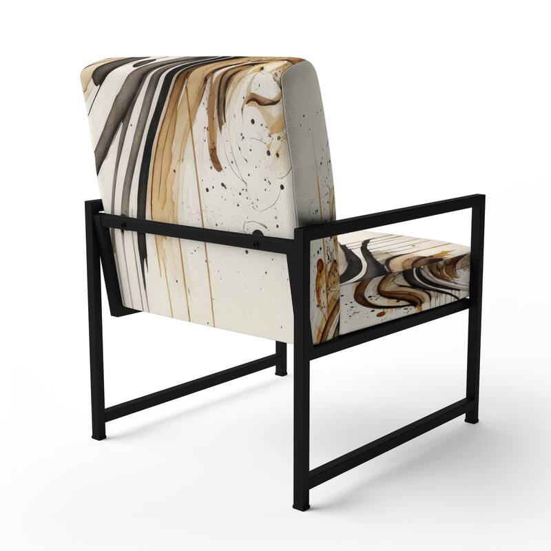 Designart "Brown And Black Movement I" Upholstered Modern & Contemporary Accent Chair and Modern & Contemporary Arm Chair