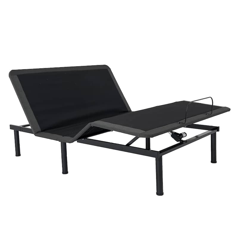 Queen Size Adjustable Bed Frame with Voice Control and Quick Assembly - Black