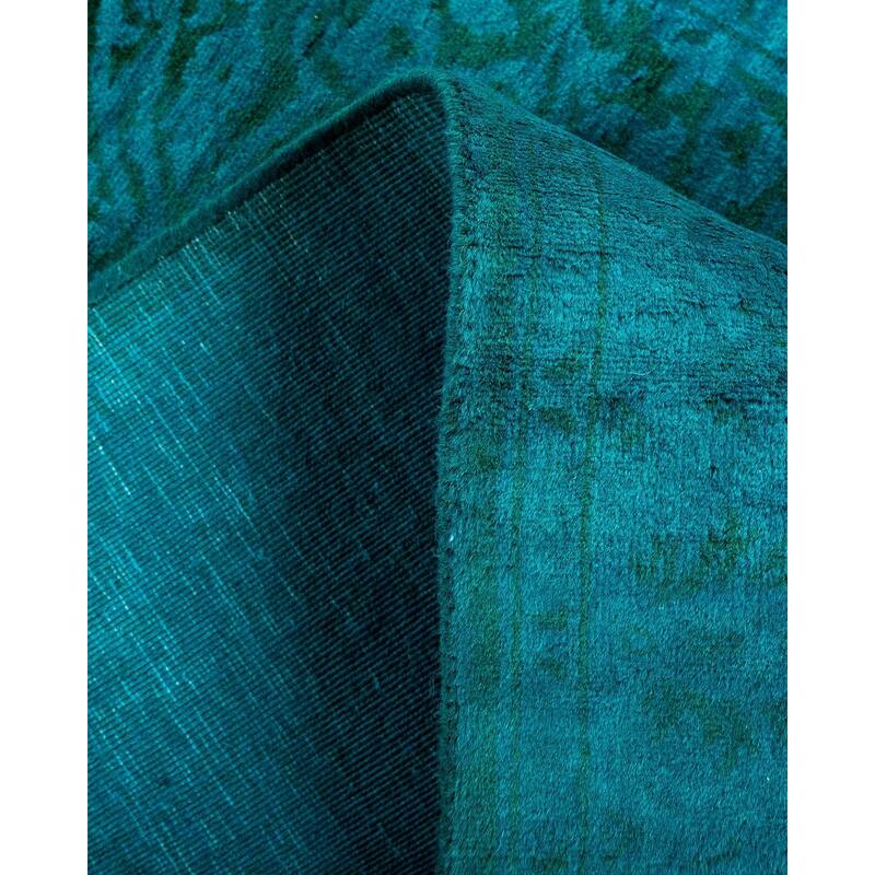 Overton Hand Knotted Wool Vintage Inspired Modern Contemporary Overdyed Blue Runner Rug - 2' 9" x 18' 1"