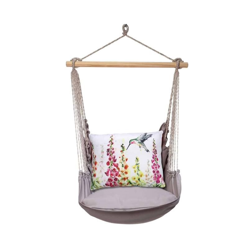 Magnolia Casual Swing Set 4 piece - Gray Solid w/ Foxgloves w/Hummingbird