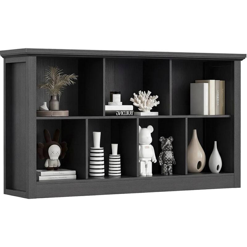 7/10 Cube Bookcase Organizer with Backpanel, 50" Wooden Storage Book Shelf for Living Room, Bedroom, Home Office, Kids Room