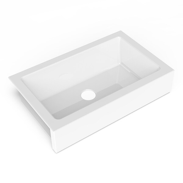 Grace QuickFit Undermount Farmhouse Fireclay 33.85 Single Bowl Kitchen Sink in Crisp White. Opens flyout.