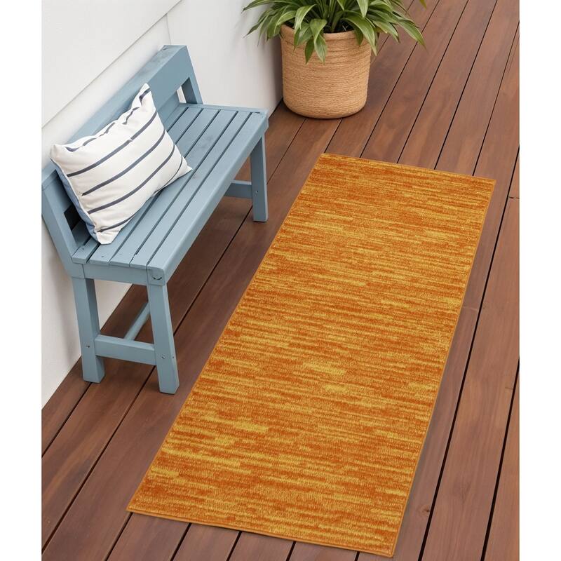 HomeRoots Contemporary Runner Outdoor Rug - 2' x 4' - Orange - 2' x 4'