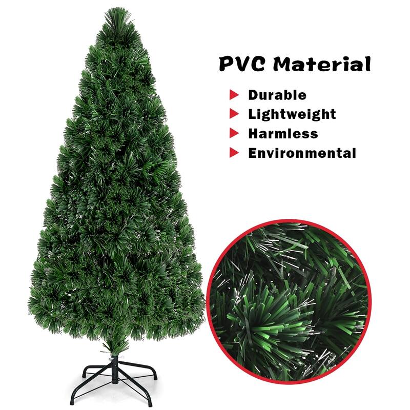 6 Feet Artificial Pre-Lit Fiber Optic PVC Christmas Tree