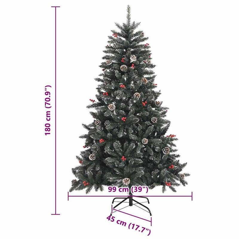 vidaXL Artificial Christmas Tree with 300 LEDs Green 99 x 99 x 180 cm - 99 x 99 x 180