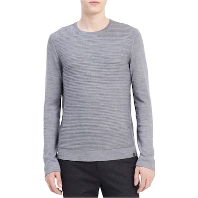 Calvin Klein Mens Textured Stripe Pullover Sweater,, Grey, X-Large