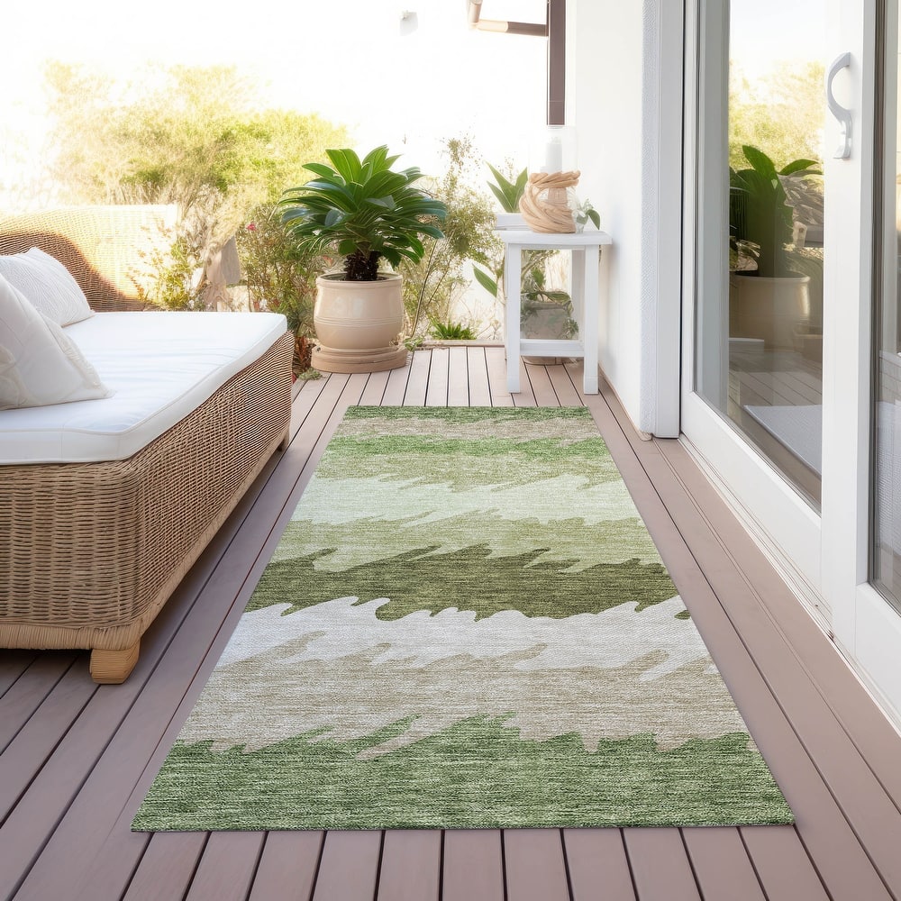 Machine Washable Indoor/ Outdoor Chantille Abstract Ombre Rug