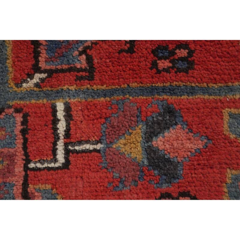 Hand Knotted Oriental 100% Wool Carpet Traditional Medallion Red Heriz Area Rug - 11' 9'' X 8' 7''