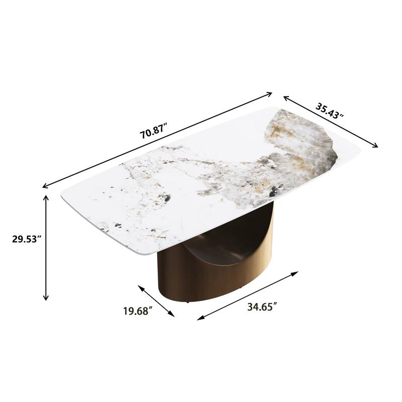 71'' Modern Rectangular Sintered Stone Dining Table for 8