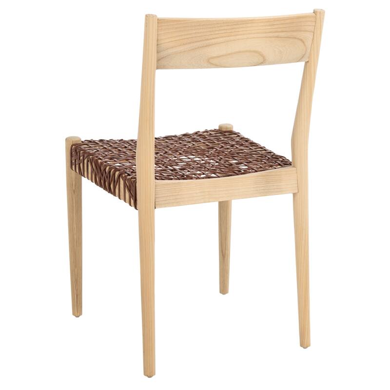 SAFAVIEH Margarete Woven Leather Dining Room Chair (Set of 2) - 18.5" W x 20" L x 31.5" H - 19Wx20Dx32H