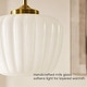 preview thumbnail 6 of 8, Modern Glam 1-Light White Brass Ribbed Opal Milk Glass Pendant Light for Dining Room - 11"