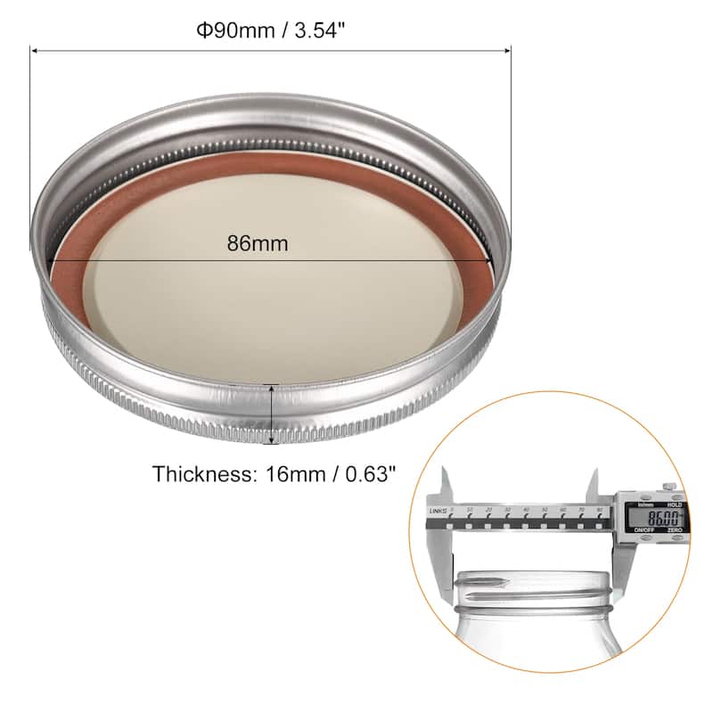 Canning Lids, 8 Sets - Tinplate Split-Type Wide Mouth with Date - Silver - 86mm - Silver - 86mm