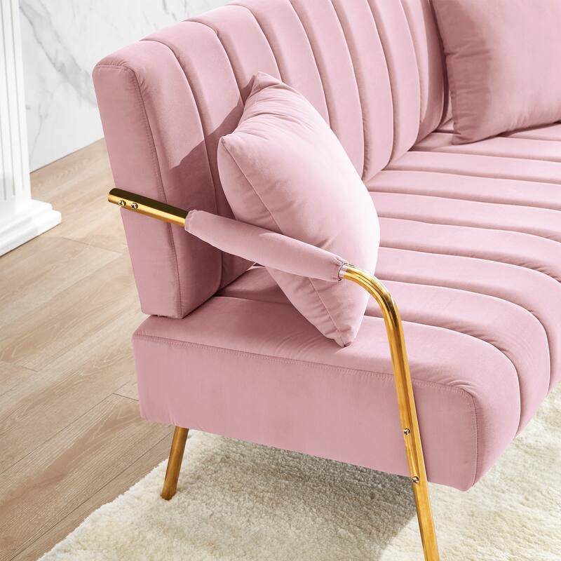 Ouyessir Upholstered Loveseat, Tufted Back Couch, Accent Armchair with 2 Pillows