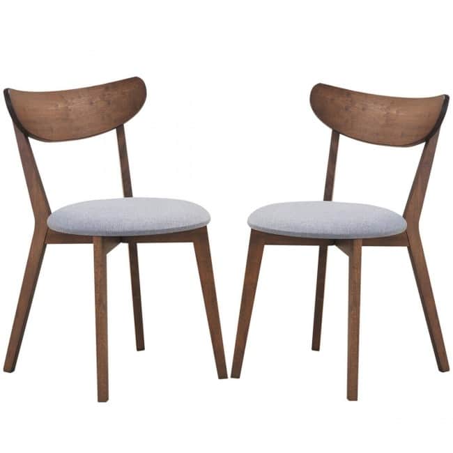 Set of 2 Dining Chair Upholstered Curved Back Side - 18" x 23" x 32" (L x W x H)