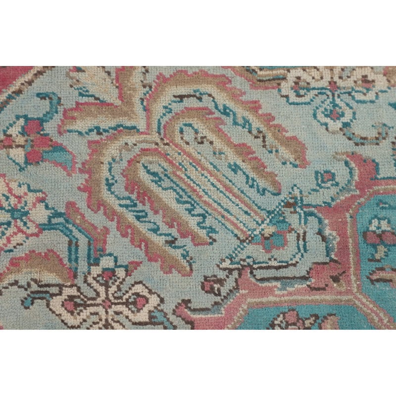 Pink Distressed Tabriz Persian Vintage Area Rug Handmade Wool Carpet - 9'9" x 12'11"