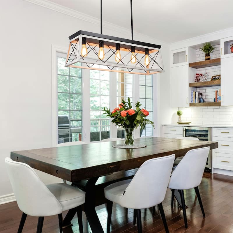 5-Light Vintage Industrial Chandelier for Kitchen Island Dining Room Living Room