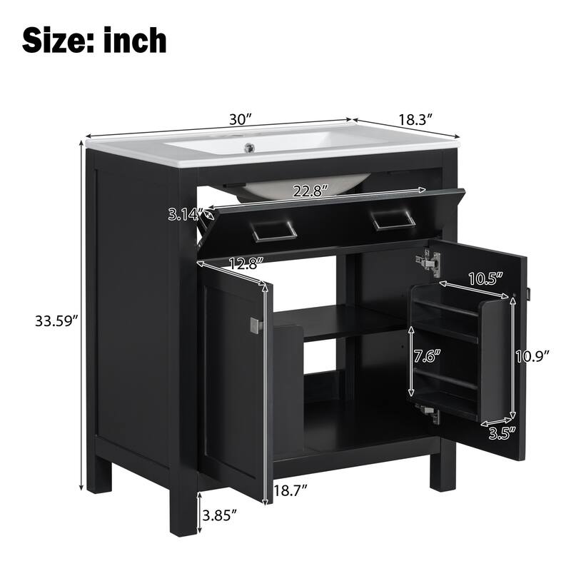 60" Modern Bathroom Vanity Set with Double Vanities (Separate), Double Ceramic Sinks