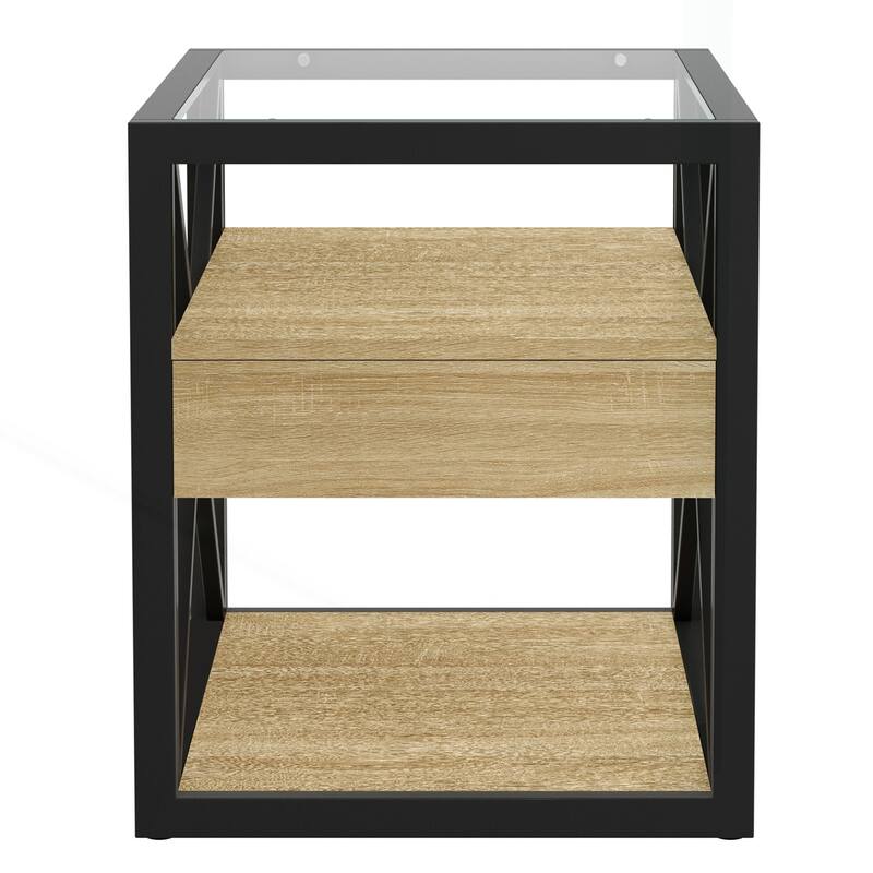 Modern Rustic Side Table with Versatile Storage
