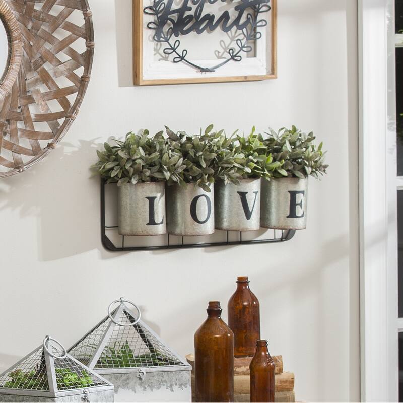 LOVE Galvanized Metal Pockets Wall Planter