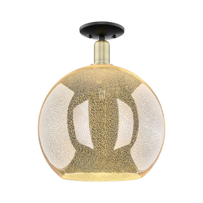 Innovations Lighting Endless Possibilities Arcadia - Athens - 1 Light 14" Semi-Flush Mount - Mercury/Black Antique Brass